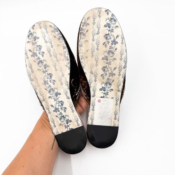Gucci GG Brown Velvet Crystal Mules Slippers Loafers EU 38 US 8 - Picture 10 of 12
